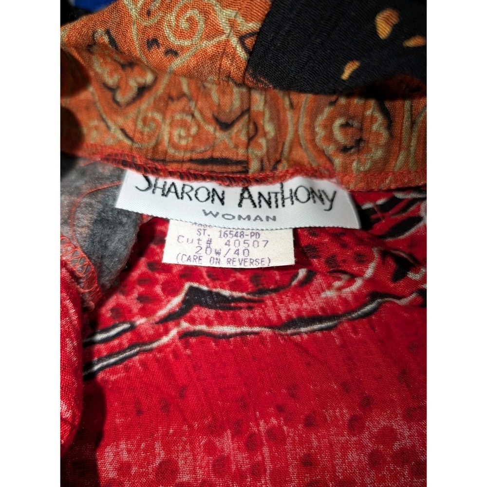 Sharon Anthony Womens Size 20W Cardigan & Skirt 16W Crinkle Gauzy Boho Red Artsy - Picture 9 of 16